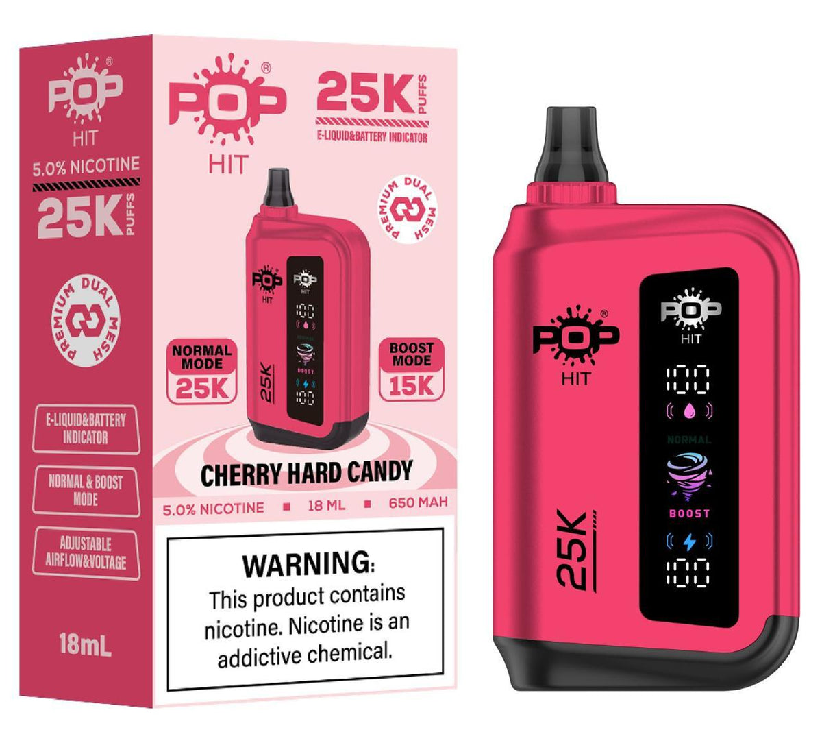 Pophits 25000 Puffs 50Mg -Cherry Hard Candy
