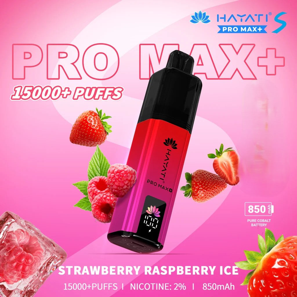 Hayati Pro Max 15000 Puffs 50Mg-
Strawberry Raspberry Ice