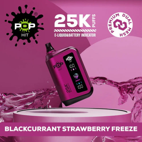 Pophits 25000 Puffs 50Mg- Blackcurrant Strawberry Freeze