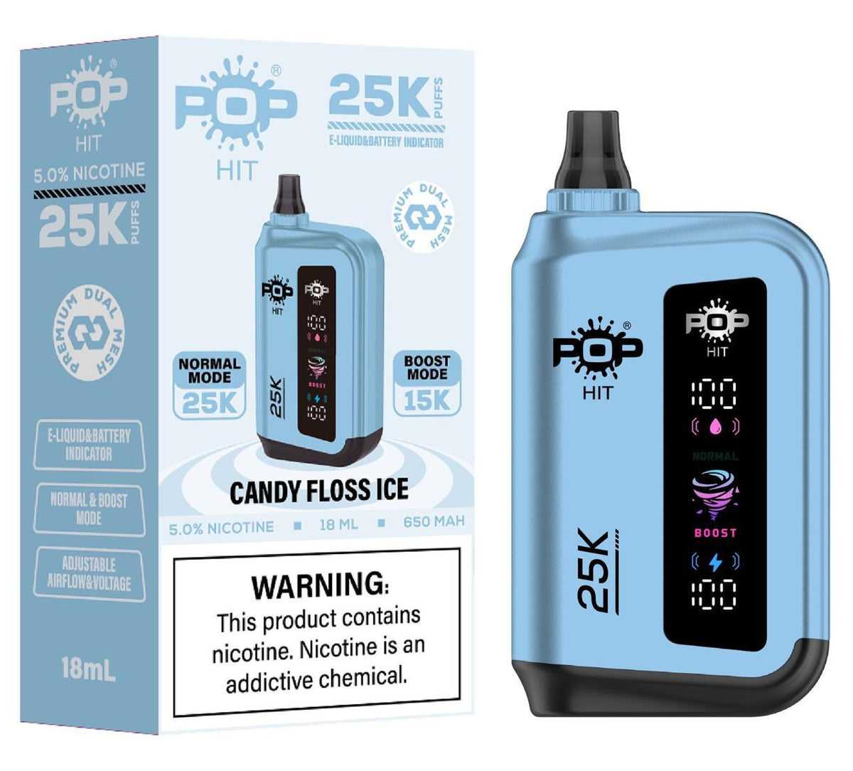 Pophits 25000 Puffs 50Mg- CANDY FLOSS ICE