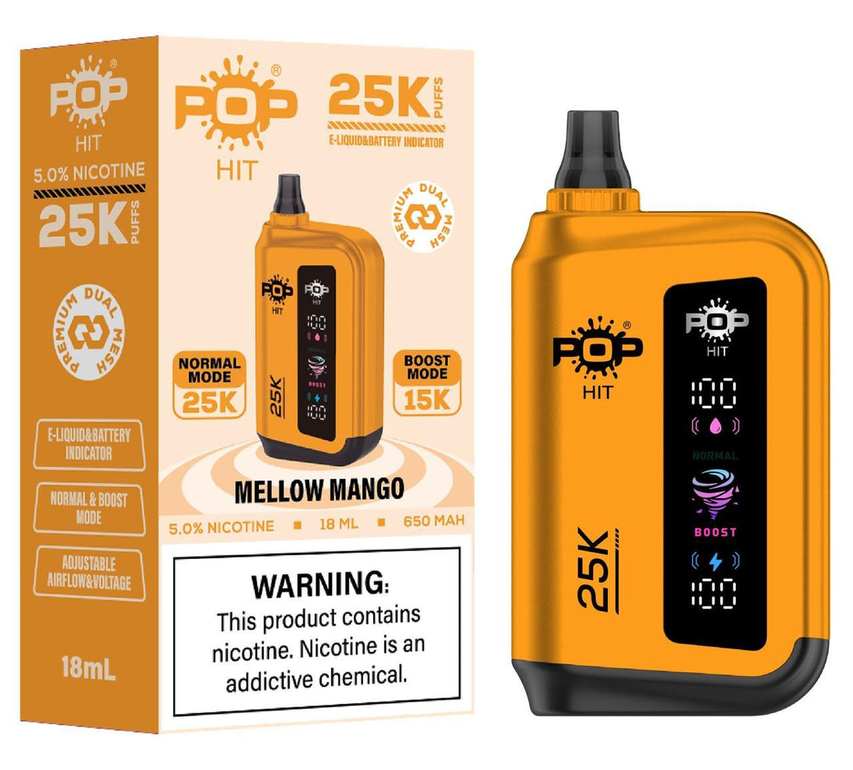 Pophits 25000 Puffs 50Mg- MELLOW MANGO