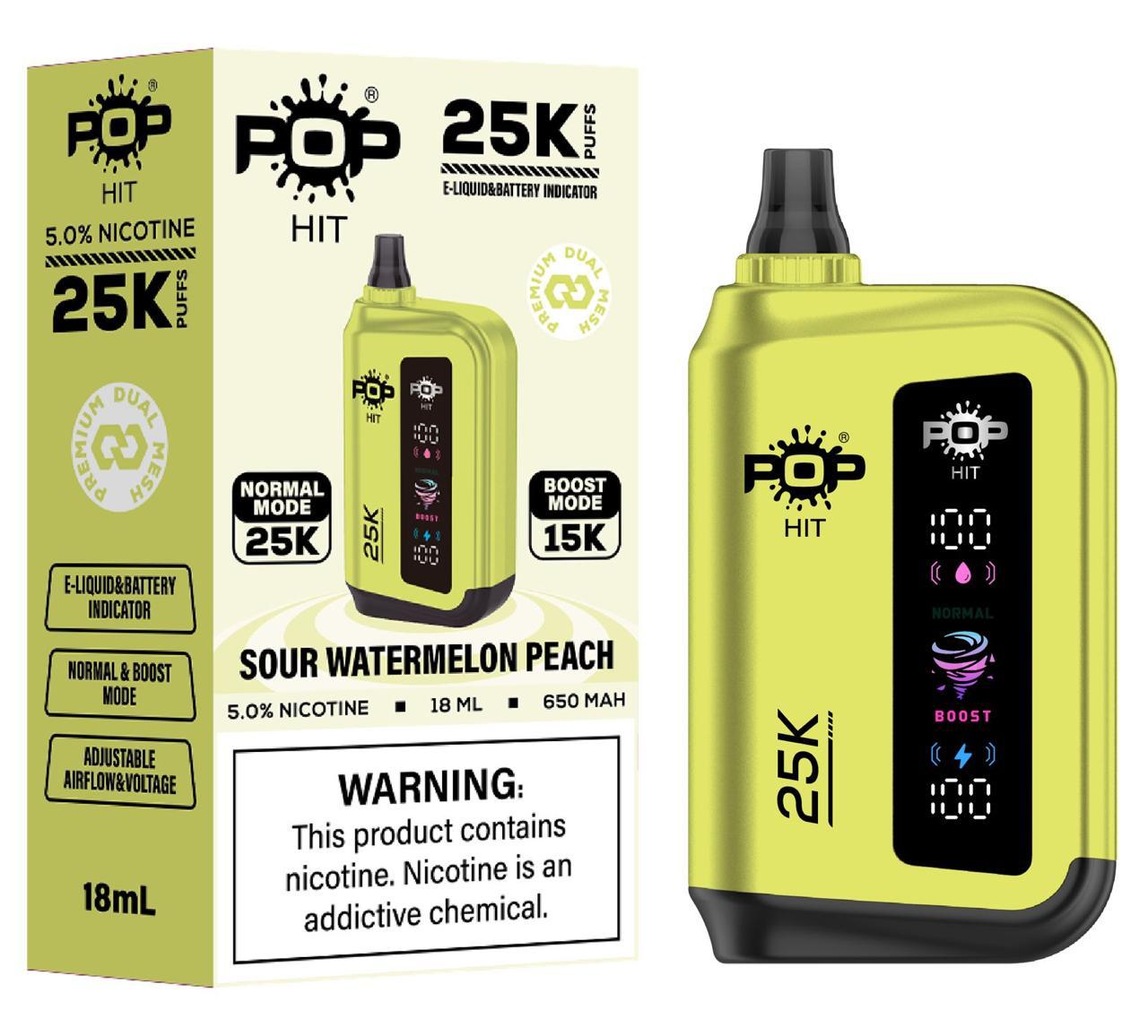 Pophits 25000 Puffs 50Mg- Sour Watermelon Peach