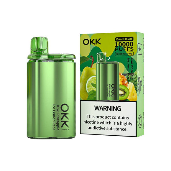 OKK TRAVELLER 2 (DUAL FLAVOUR 5000X2= 10 000 PUFFS)- Kiwi Pineapple & Ice Lemon Pear
