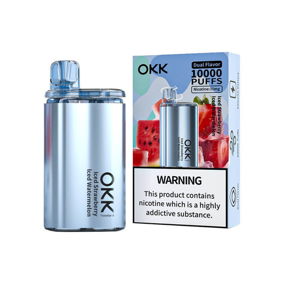 OKK TRAVELLER 2 (DUAL FLAVOUR 5000X2= 10 000 PUFFS)- Iced Strawberry & Iced Watermelon